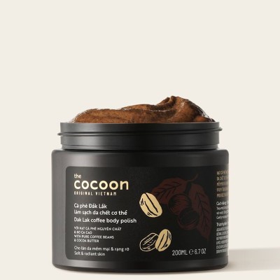 Combo Cà phê Đắk Lắk làm sạch da chết cơ thể Cocoon 200ml + Son tẩy da chết môi cà phê Đắk Lắk Cocoon 5g