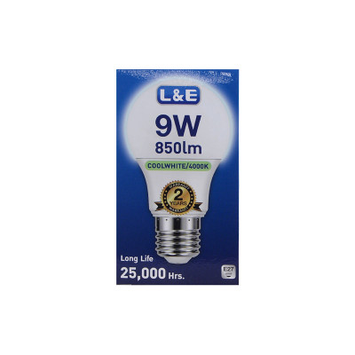 BÓNG LED BULB L&E#LED-Bulb-850LM/840/9W/E27 COOL WHITE