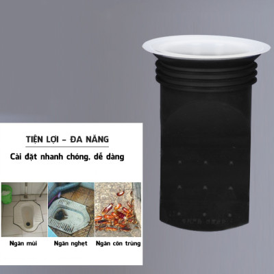 Phụ Kiện Ống Phễu Lắp Thoát Sàn Bồn Cầu Ngăn Chống Mùi Nước Cống Hôi Vi Khuẩn Côn Trùng Thâm Nhập - Đen - 90-110mm
