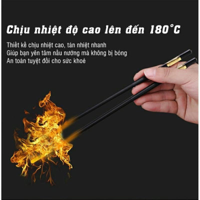 Bộ 10 Đôi Đũa Hợp Kim Sang Trọng- Màu Vàng Đen - Hàng chính hãng 