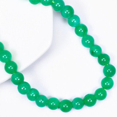 Chuỗi cổ đá cẩm thạch xanh lý size hạt 8mm mệnh hỏa, mộc - Ngọc Qúy Gemstones