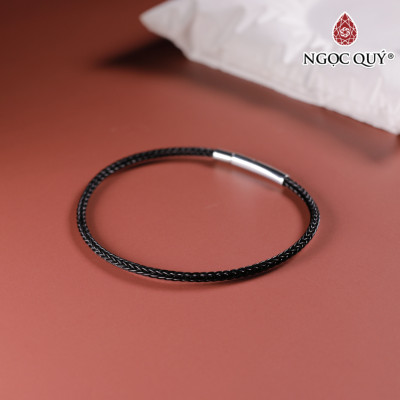 Vòng tay dây thép khắc hoa đá ruby nam phi 14x6mm,  dây thép 15cm mệnh hỏa, thổ - Ngọc Quý Gemstones