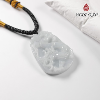 Mặt dây chuyền đá cẩm thạch khắc rồng 44x29mm mệnh hỏa mộc - Ngọc Quý Gemstones