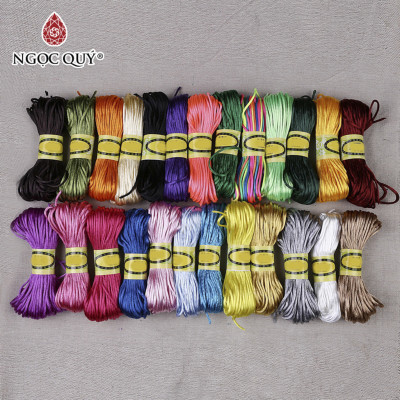 Bó 10m-20m dây tim bóng handmade loại 1,5mm - Dây vải bóng 1.5mm để đan vòng, thắt dây handmade - Ngọc Quý Gemstones - Bó 20m - Đa sắc