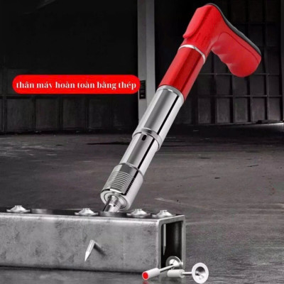 Máy Bắn Đinh Hạt Nổ Xuyên Bê Tông – Tặng 100 Đinh & Hộp Phụ Kiện, Vỏ Thép Trắng Siêu Bền