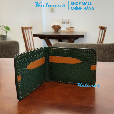 Ví nam da bò handmade cao cấp màu xanh lá đẹp Kalanos KBN840-Xanhl