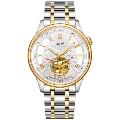 Đồng hồ nam chính hãng IW Carnival IW613G-2,Kính sapphire chống xước,Chống nước 50m,BH 24 tháng,Máy Cơ Automatic nhật bản,dây thép không gỉ 316L,mặt trắng dây trắng vàng lộ cơ 