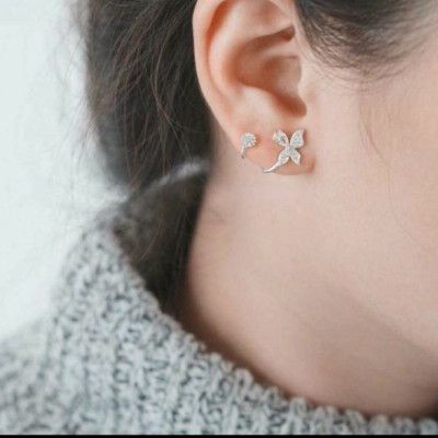 Hoa Tai Nữ Bạc Hiểu Minh HT187 hình con bướm bạc ý