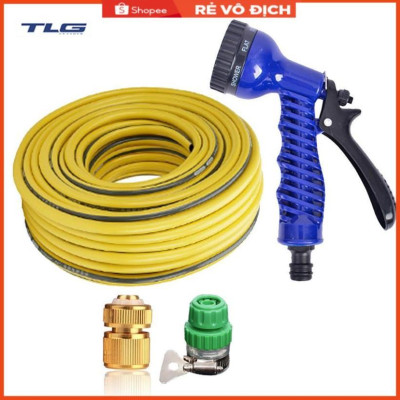 Bộ dây vòi xịt rửa xe, tưới cây, dọn dẹp nhà cửa 15m (cút đồng nối nhựa xanh) 206843