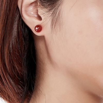 Bộ Bông Tai Và Mặt Dây Chuyền Mã Não Đỏ Ngọc Quý Gemstones BT3