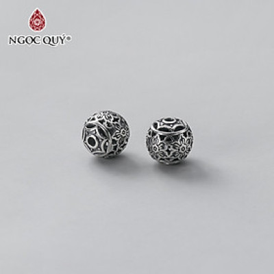 Charm bạc hình cầu hoa văn xỏ ngang - Ngọc Quý Gemstones 