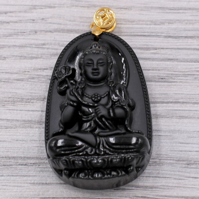 Mặt Phật Đại Thế Chí Bồ Tát thạch anh đen 4.3cm