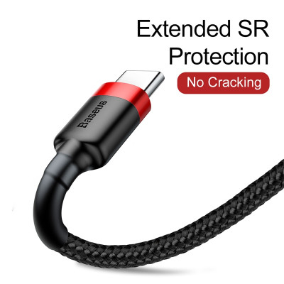 Cáp sạc nhanh, truyền dữ liệu tốc độ cao Baseus Cafule Type C v2 cho Samsung / Xiaomi/ Huawei/ Oppo/Nokia ( max 3A, Sạc nhanh Quick charge 3.0, Siêu bền) - Hàng chính hãng