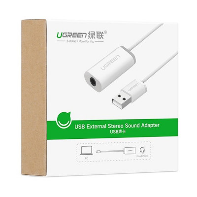USB Sound Card - Cáp chuyển từ cổng USB ra audio 3.5mm hỗ trợ Mic và Tai Nghe Ugreen 30712 - Hàng Chính Hãng