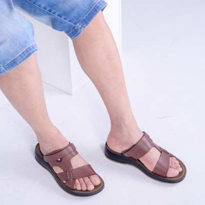 Dép Sandal Nam Da Bò - DC05 Đế Cao Đúc Nguyên Khối, Đường Khâu Chắc Chắn, Đế Massage Mềm Mại Êm Chân