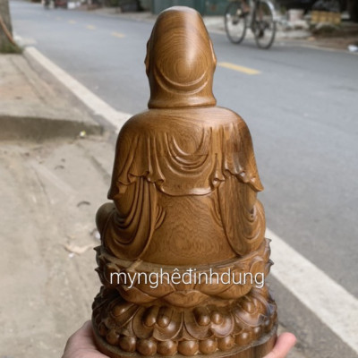 Tượng mẹ quan âm bồ tát bằng gỗ bách xanh thơm nức kt cao 20×12cm