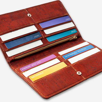 Ví nữ dạng mỏng Slim Wallet gập bấm cúc - HGcork Corkor CK274 - Nhiều màu - Vật liệu 100% da cork thực vật thuần chay từ vỏ cây sồi Bồ Đào Nha, Siêu bền, Chống cháy, Chống mốc, Chống thấm nước, Thân thiện với môi trường – Hàng chính hãng, Sản xuất Handma