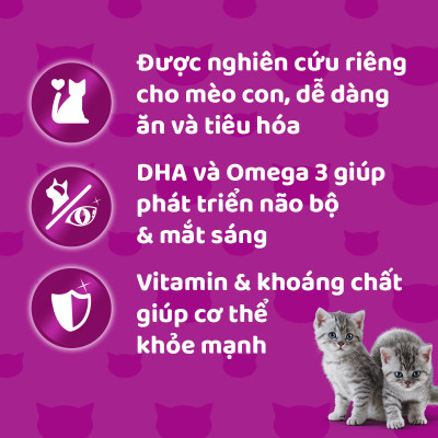 [Combo 12 Gói] Thức Ăn Cho Mèo Con WHISKAS Junior 2-12 months Vị Cá Ngừ 80g/Gói