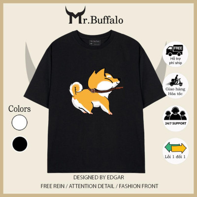 Áo Thun Đôi, Cặp Mr.Buffalo mèo kéo chó Tshirt Cotton 100% có bigsize Unisex Form Oversize Local Brand CP11CP12