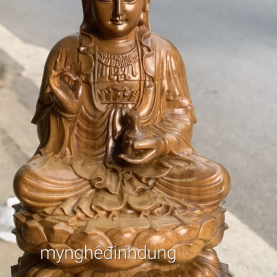 Tượng mẹ quan âm bồ tát bằng gỗ bách xanh thơm nức kt cao 20×12cm