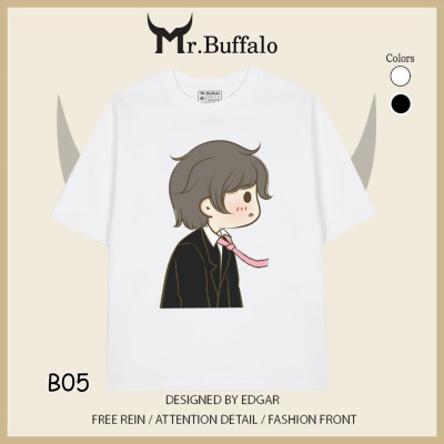 Áo đôi , áo thun cặp nam nữ tay lỡ Unisex form rộng vải cotton% B05B06- Mr.Buffalo