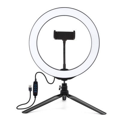 Đèn livestream hình tròn Puluz 10,2 inch 80 bóng ánh sáng với sạc USB thay đổi 3 màu