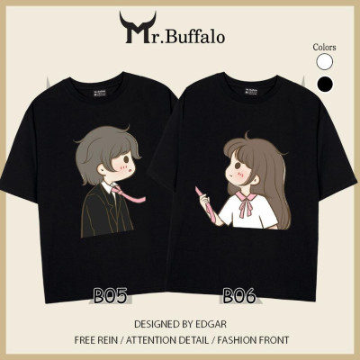 Áo đôi , áo thun cặp nam nữ tay lỡ Unisex form rộng vải cotton% B05B06- Mr.Buffalo