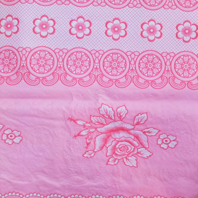 Khăn trải bàn PAULEE - 856B (180cm x 137cm) hoa văn hồng - không thấm nước