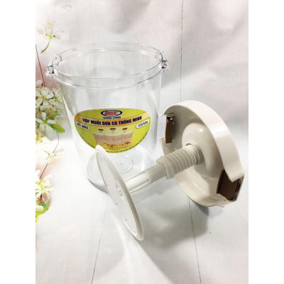 Hộp Muối Dưa Cà Việt Nhật - Dung Tích 5 Lít, Núm Điều Chỉnh Tự Động Ép Dưa Cà Xuống Hữu Ích