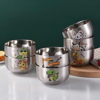 Bát Inox Kèm Thìa Chống Nóng Dày Dặn Cho Bé Ăn Dặm In Hình Con Vật Ngộ Nghĩnh - HÀNG CHÍNH HÃNG MINIIN