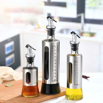 Chai Thủy Tinh Đựng Gia Vị Dầu Ăn 300ml - 500ml, Bình Đựng Nước Mắm Inox Cao Cấp Tiện Ích