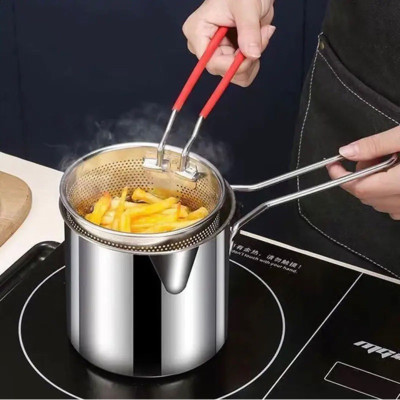 Nồi Chiên Nhúng Ngập Dầu Inox 304, Bộ Nồi Kèm Rổ Lọc Dầu 2 IN 1 Không Gỉ