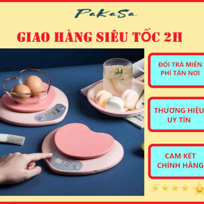Cân Điện Tử Nhà Bếp Mini Trái Tim Dễ Thương 5 Kg Tặng Kèm 2 Viên Pin PaKaSa - Chính Hãng 