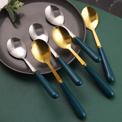 Hộp 5 muỗng vân đá inox sang trọng , muỗng ăn decor trang trí bàn ăn