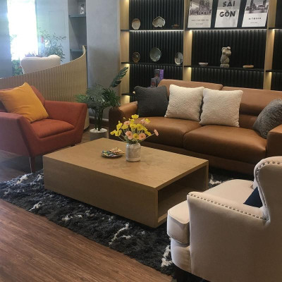 Bàn sofa gỗ sồi hình chữ nhật có hộc kéo sang trọng SMLIFE Claris 1C | D122,0 x R76,2 x C36,8cm | gỗ Cao Su và Veneer Sồi