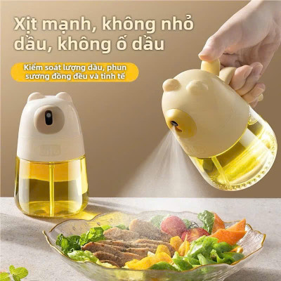 Chai Xịt Dầu Ăn Thủy Tinh Hình Gấu – Lọ Đựng Gia Vị Dễ Thương 300ml - HÀNG CHÍNH HÃNG MINIIN