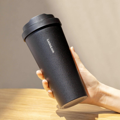 Ly giữ nhiệt LocknLock 550ml màu đen LHC3249BLK - Hàng chính hãng, mở nắp một chạm, chất liệu thép không gỉ miệng ly rộng - JoyMall