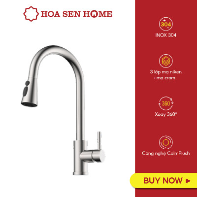 Vòi bếp nóng lạnh TUSLO Luxury K001 chất liệu Inox, mạ Crom-Niken, công nghệ xoay 360 tiện nghi - Hoa Sen Home - Hàng chính hãng