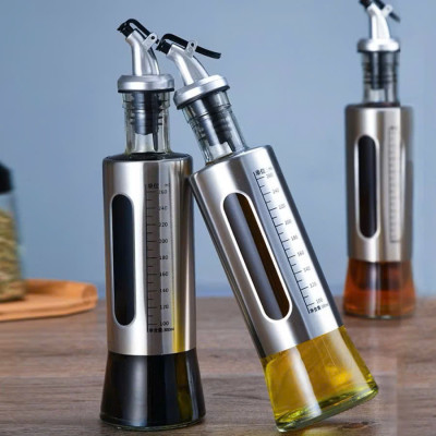 Chai Thủy Tinh Đựng Gia Vị Dầu Ăn 300ml - 500ml, Bình Đựng Nước Mắm Inox Cao Cấp Tiện Ích