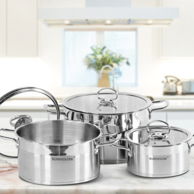 Bộ Nồi Inox 5 Đáy SUNHOUSE MAMA Đáy Từ SH784 - Hàng chính hãng