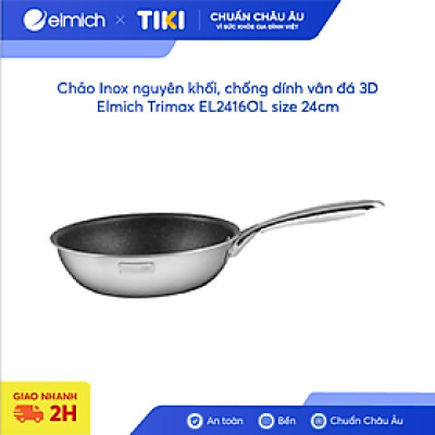 Chảo inox nguyên khối, chống dính vân đá 3D elmich Trimax EL2416OL