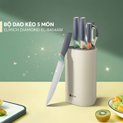 Bộ dao kéo 05 món Elmich diamond EL8404, Hàng chính hãng, thiết kế đa dụng, chuôi dao chắc chắn - JoyMall