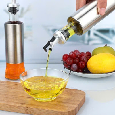 Chai Thủy Tinh Đựng Gia Vị Dầu Ăn 300ml - 500ml, Bình Đựng Nước Mắm Inox Cao Cấp Tiện Ích
