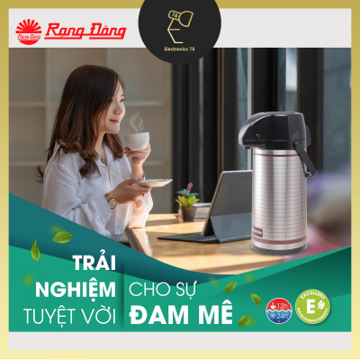 Phích giữ nhiệt Inox cao cấp Rạng Đông - 2045 ST3.E [2 Lít - Nút ấn rót nước - Đế xoay 360 độ]