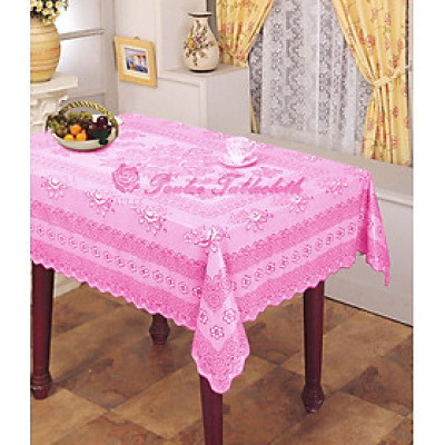Khăn trải bàn PAULEE - 856B (180cm x 137cm) hoa văn hồng - không thấm nước