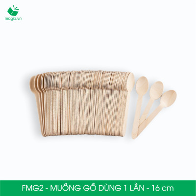 FMG2 - Combo 200 Muỗng gỗ ngắn 16 cm dùng 1 lần - Thìa gỗ ngắn dùng 1 lần tiện lợi thân thiện môi trường