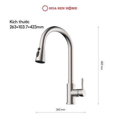 Vòi bếp nóng lạnh TUSLO Luxury K001 chất liệu Inox, mạ Crom-Niken, công nghệ xoay 360 tiện nghi - Hoa Sen Home - Hàng chính hãng