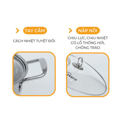 Nồi lẩu inox đáy từ HR - HP2801 (28cm) - Thương hiệu Hare - lỗi 1 đổi 1