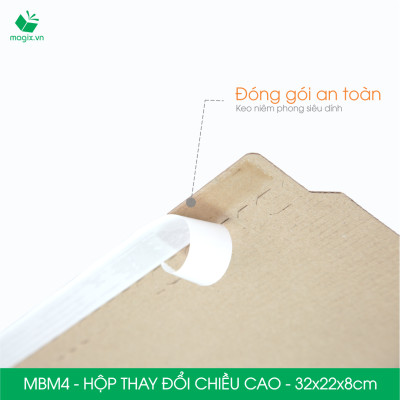 MBM4 - 32x22x8cm - Combo 60 Hộp carton thay đổi chiều cao - Thùng carton đóng hàng