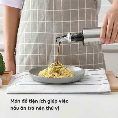 Chai Thủy Tinh Đựng Gia Vị Dầu Ăn 300ml - 500ml, Bình Đựng Nước Mắm Inox Cao Cấp Tiện Ích